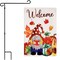 G128 Combo Pack: Garden Flag Stand Black 36 in x 16 in & Garden Flag Fall Decoration Welcome Gnome with Coffee at Harvest 12"x18" Double-Sided Blockout Fabric